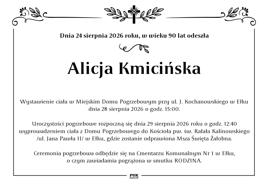 Alicja Kmicińska - nekrolog